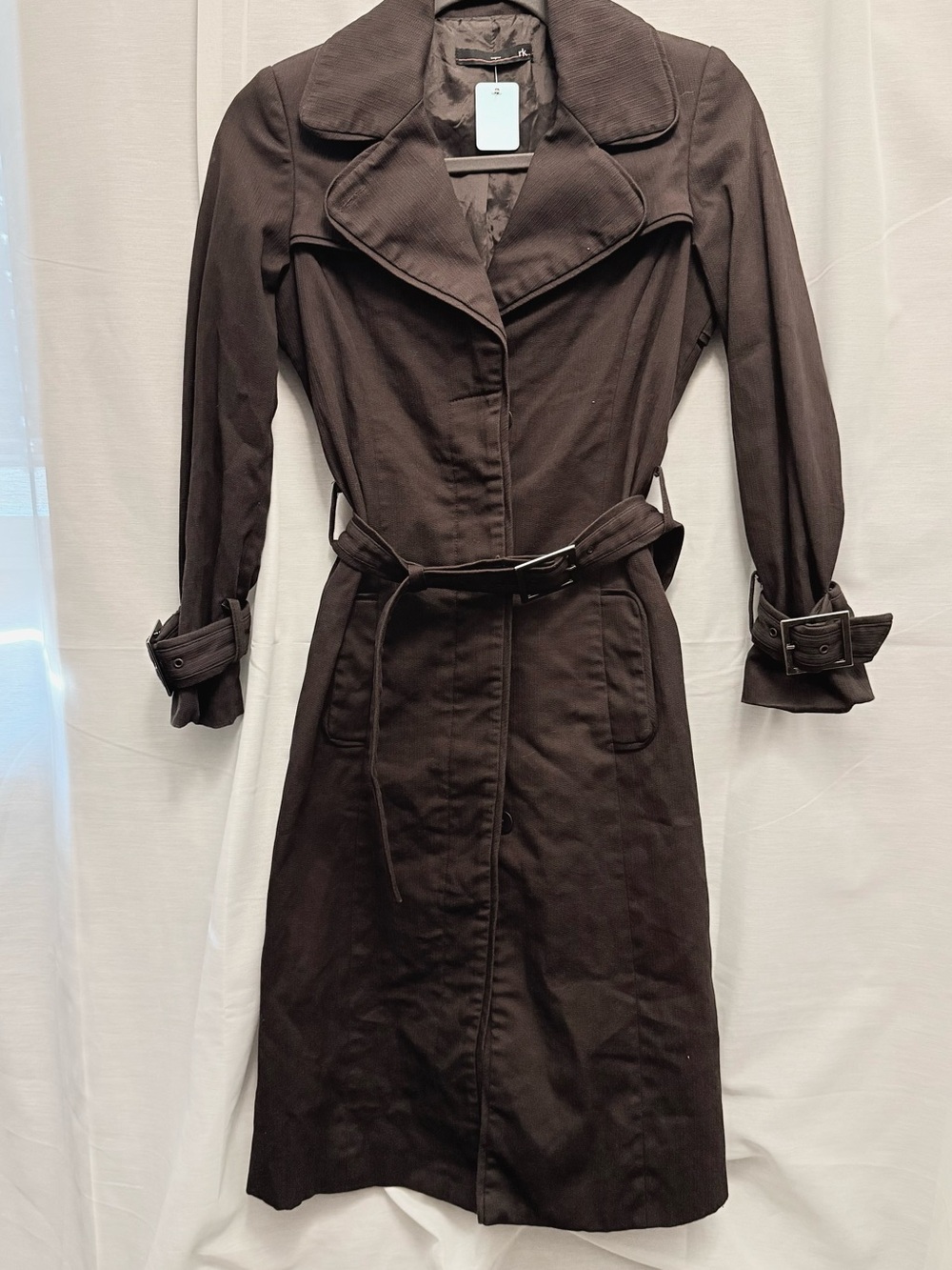 RK Brown Belted Long Trench Jacket